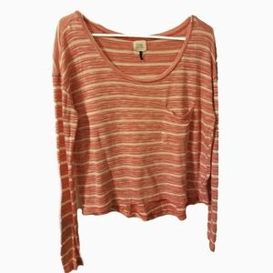 C & S check & stripe red white long sleeve lightweight top ladies medium